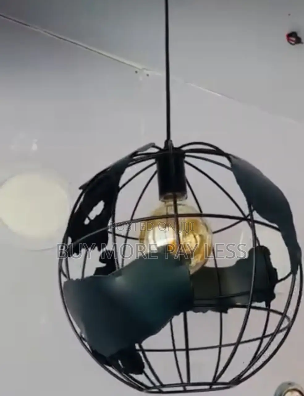 Black Metal Earth Globe Pendant Light