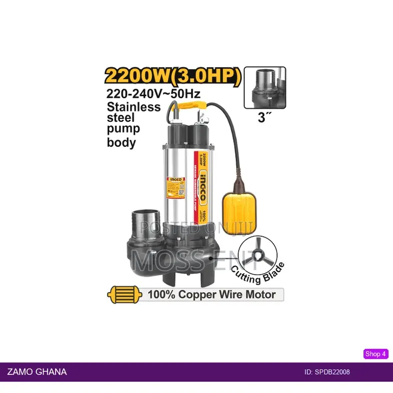 Sewage Submersible Pump 2200w 3hp - Spdb22008