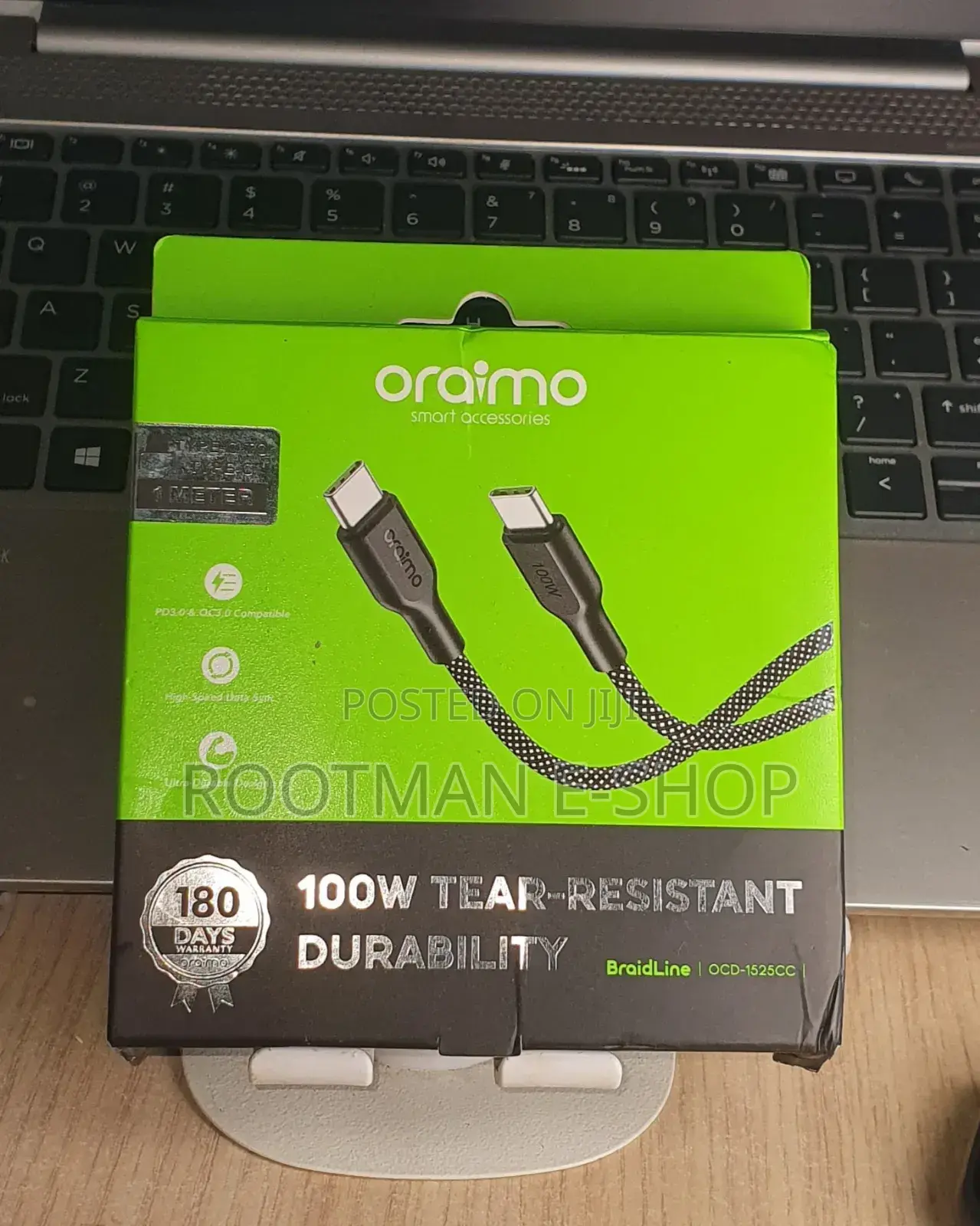 Ultra Durable Type-C-to Type-C 100w Oraimo Cable