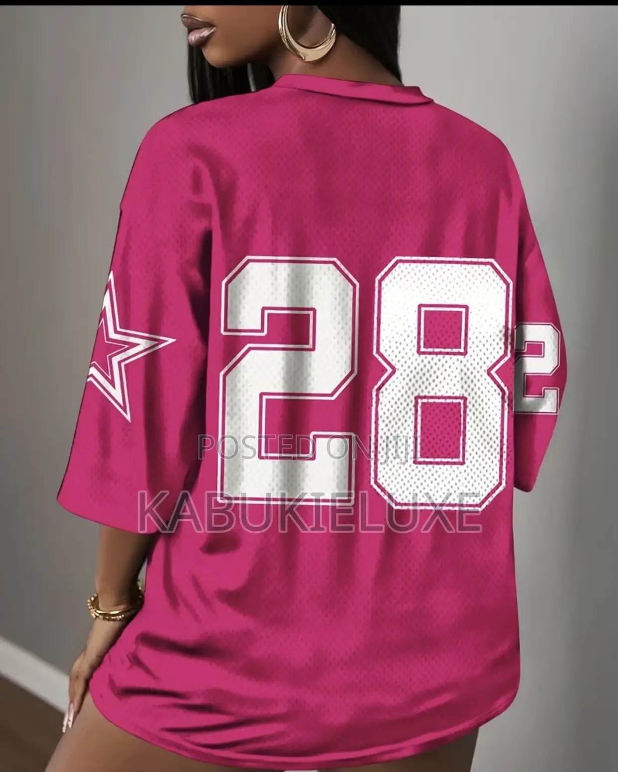 Trendy Pink Oversized Jersey Top