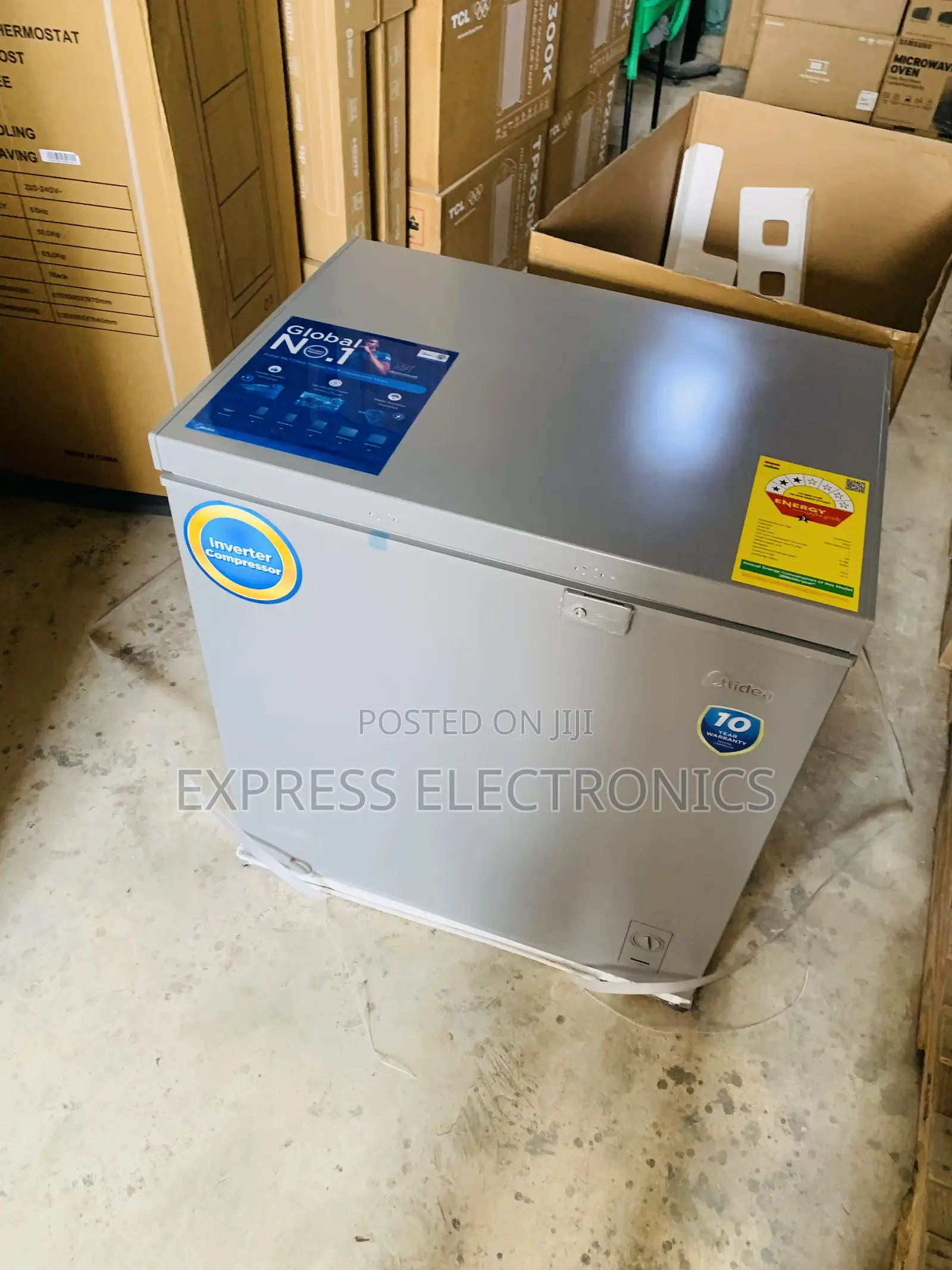 Durable Built Midea Chest Freezer 198l Single Door Grey