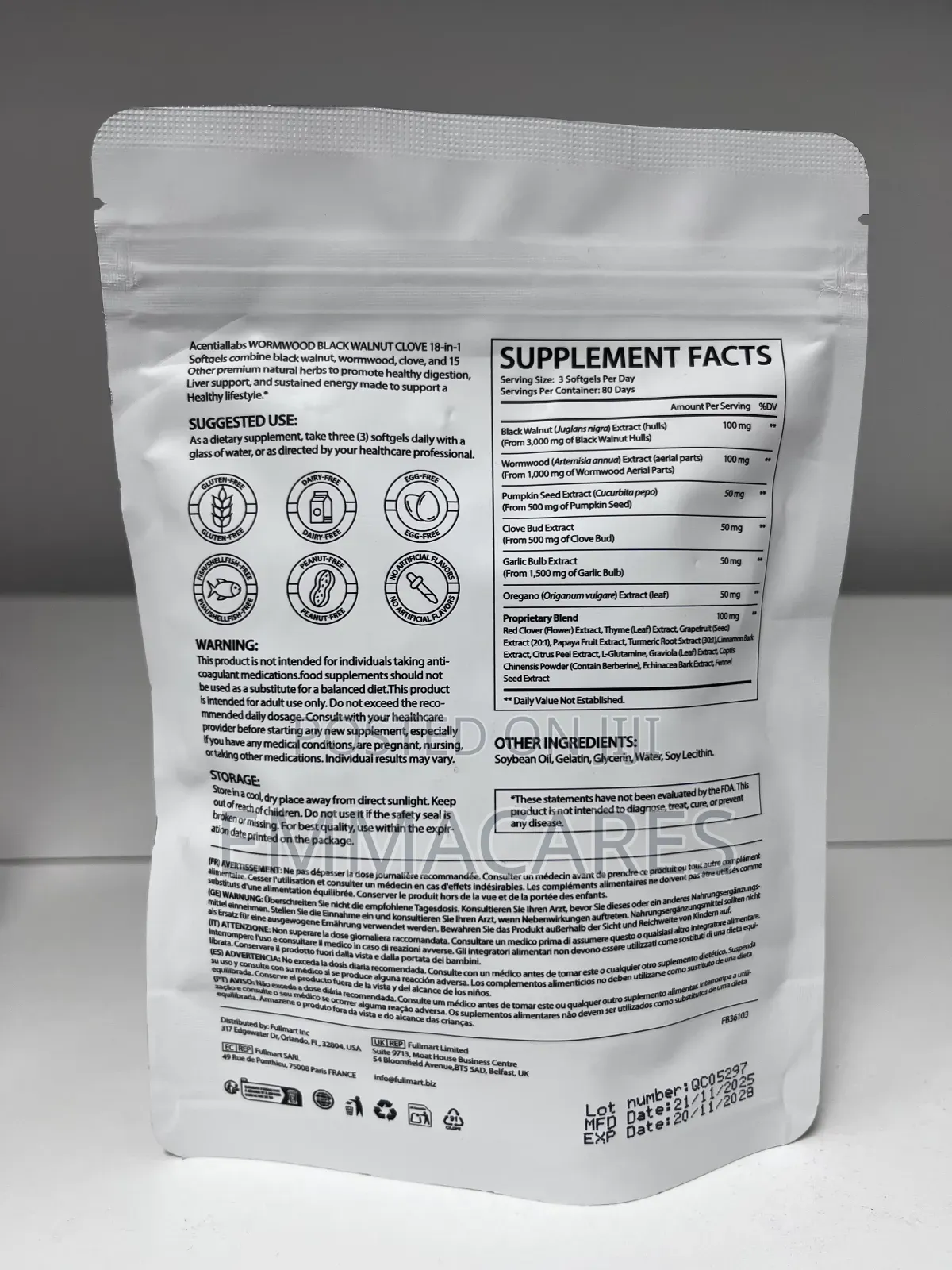 Acentiallabs Wormwood Blackwalnut Cloves