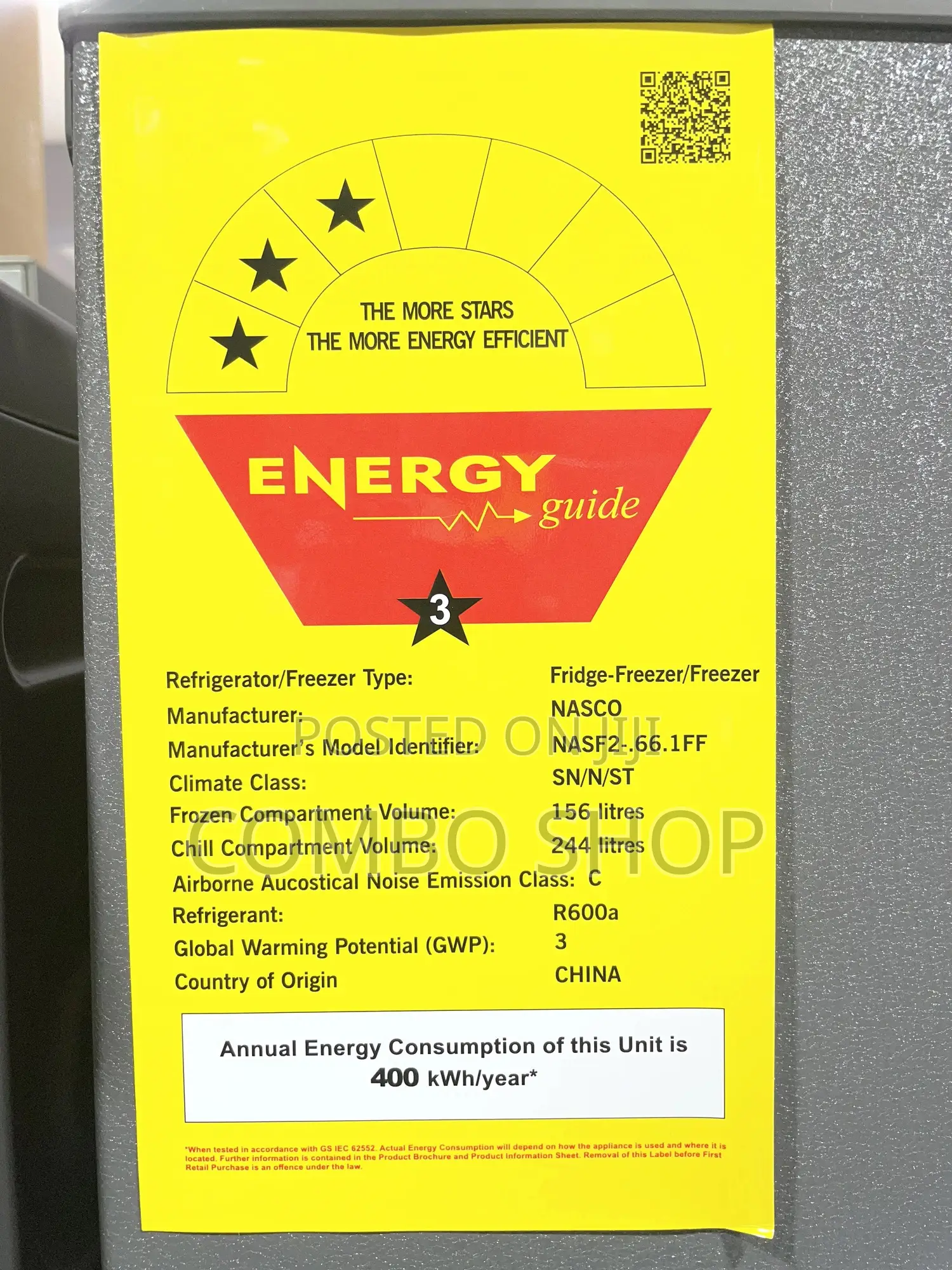 Nasco 400l Side by Side Fridge