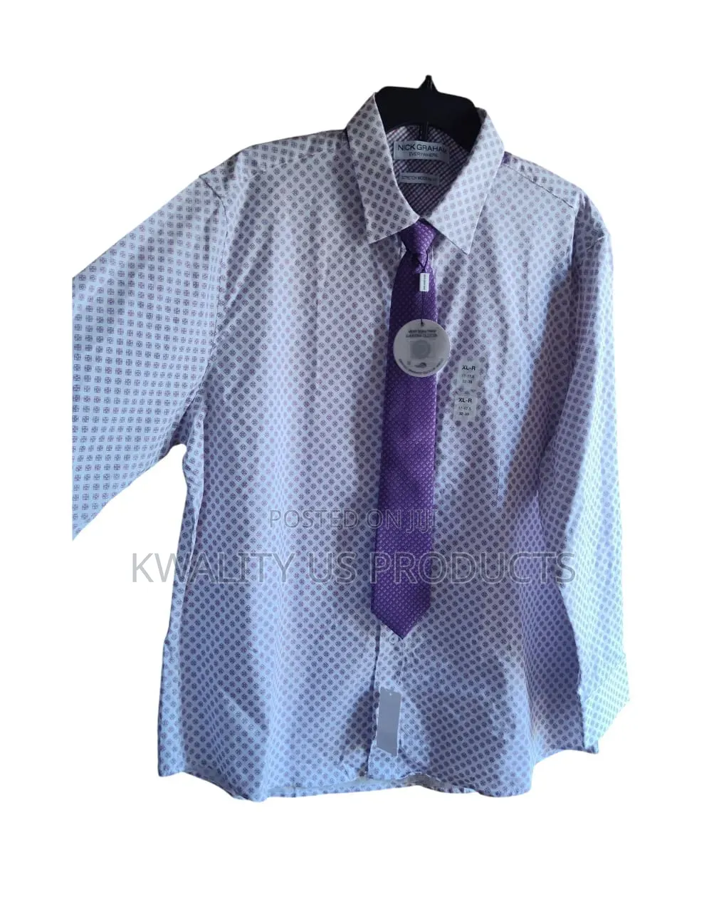 Nick Graham Men's Long Sleeve Shirt With Neck Tie - Extra Large Size