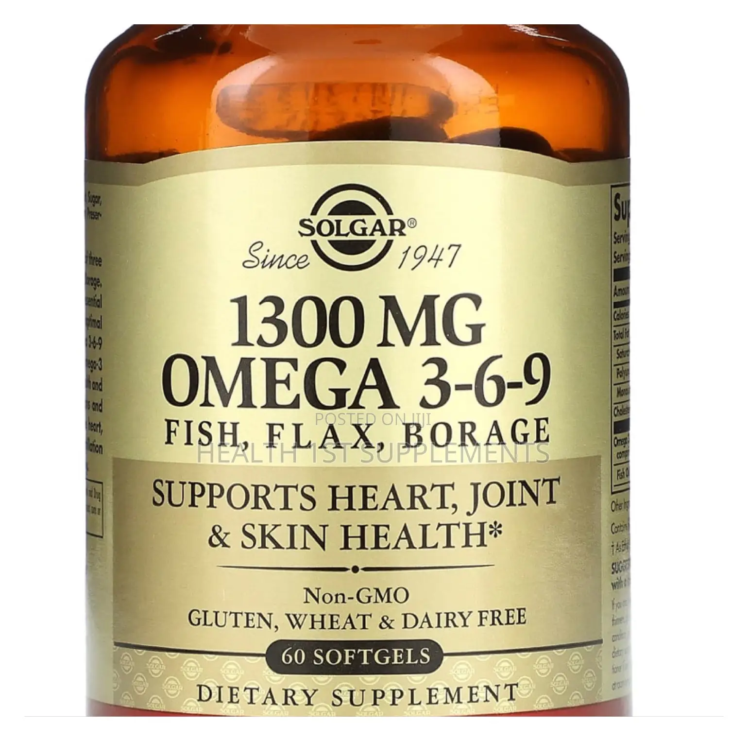 Solgar Omega 3 6 9 1300 Mg Heart Brain Joint Skin Health 60 Softgels