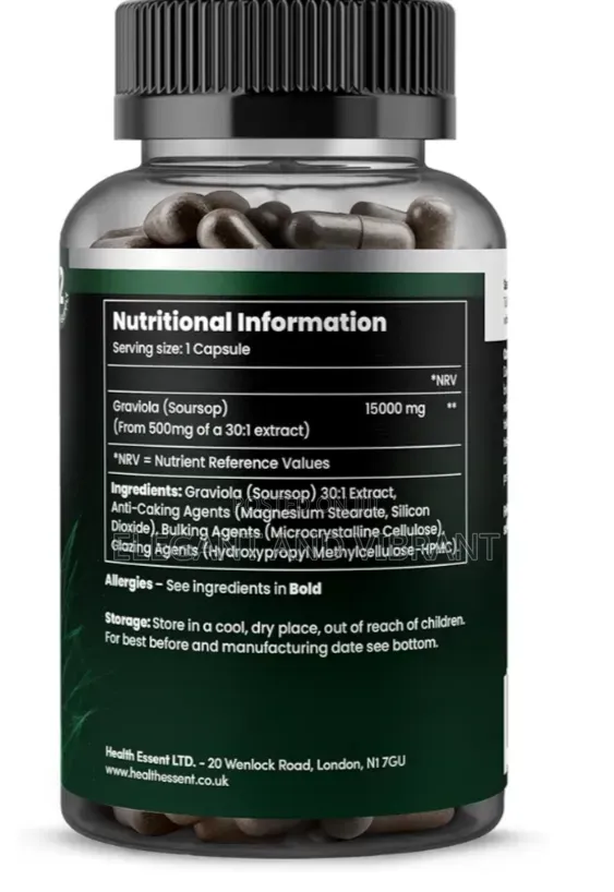 Soursop Graviola Fruit Extract Caps,15000mg High Strength, 2 Months