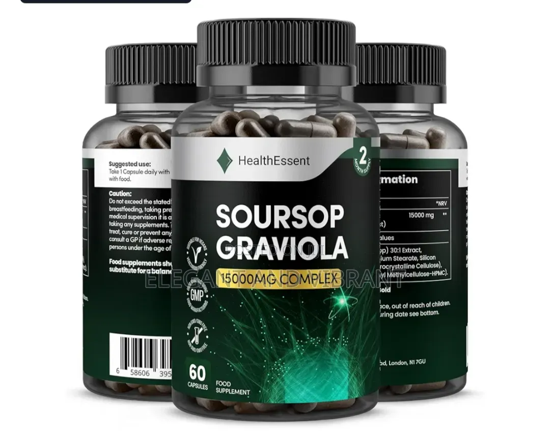 Soursop Graviola Fruit Extract Caps,15000mg High Strength, 2 Months