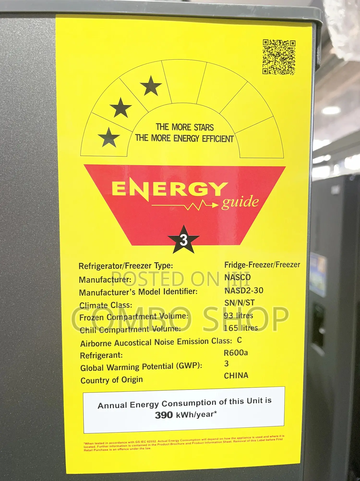 Nasco 258l Bottom Freezer Fridge