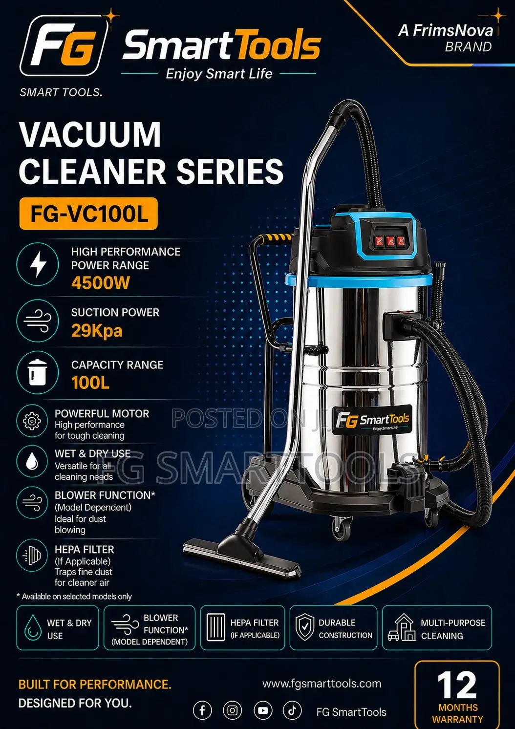 Industrial Large Capacity Wet Dry Vacuum Cleaner