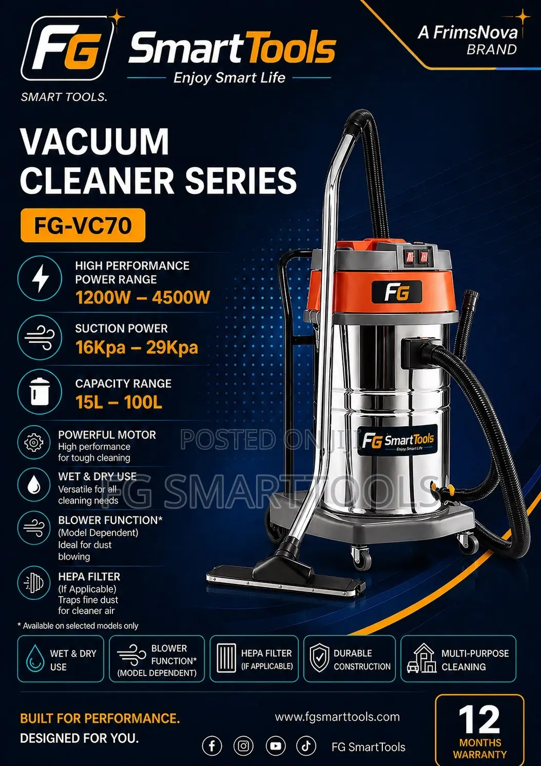 Industrial Large Capacity Wet Dry Vacuum Cleaner