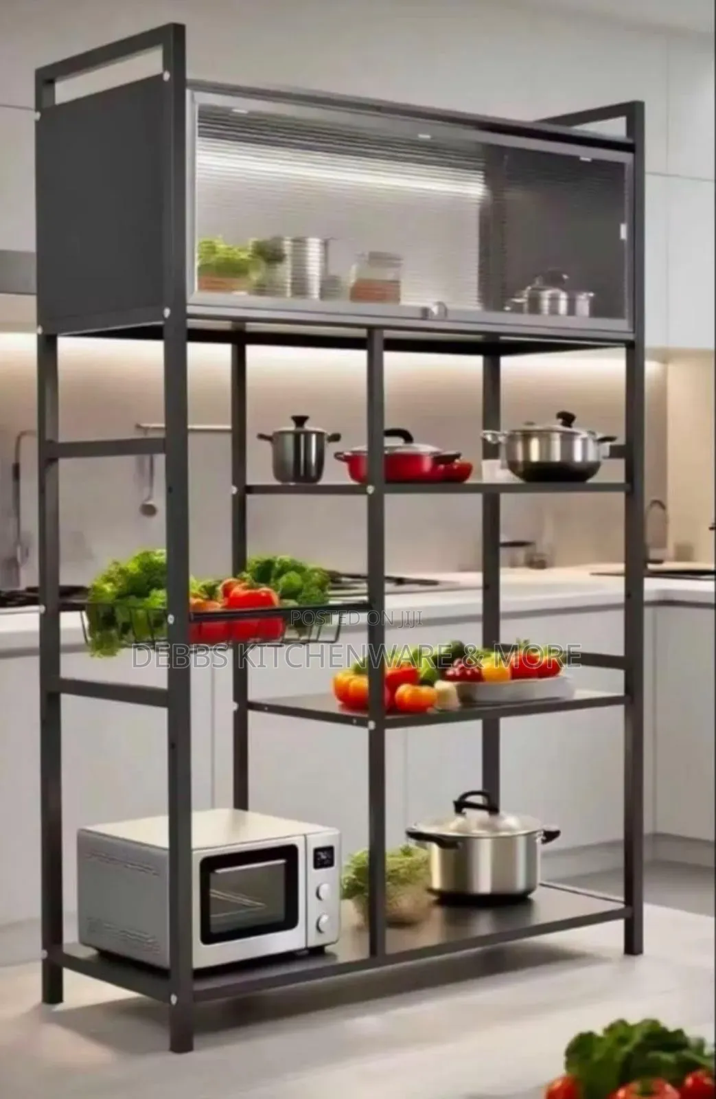 Metallic Kitchen Storage Shelves