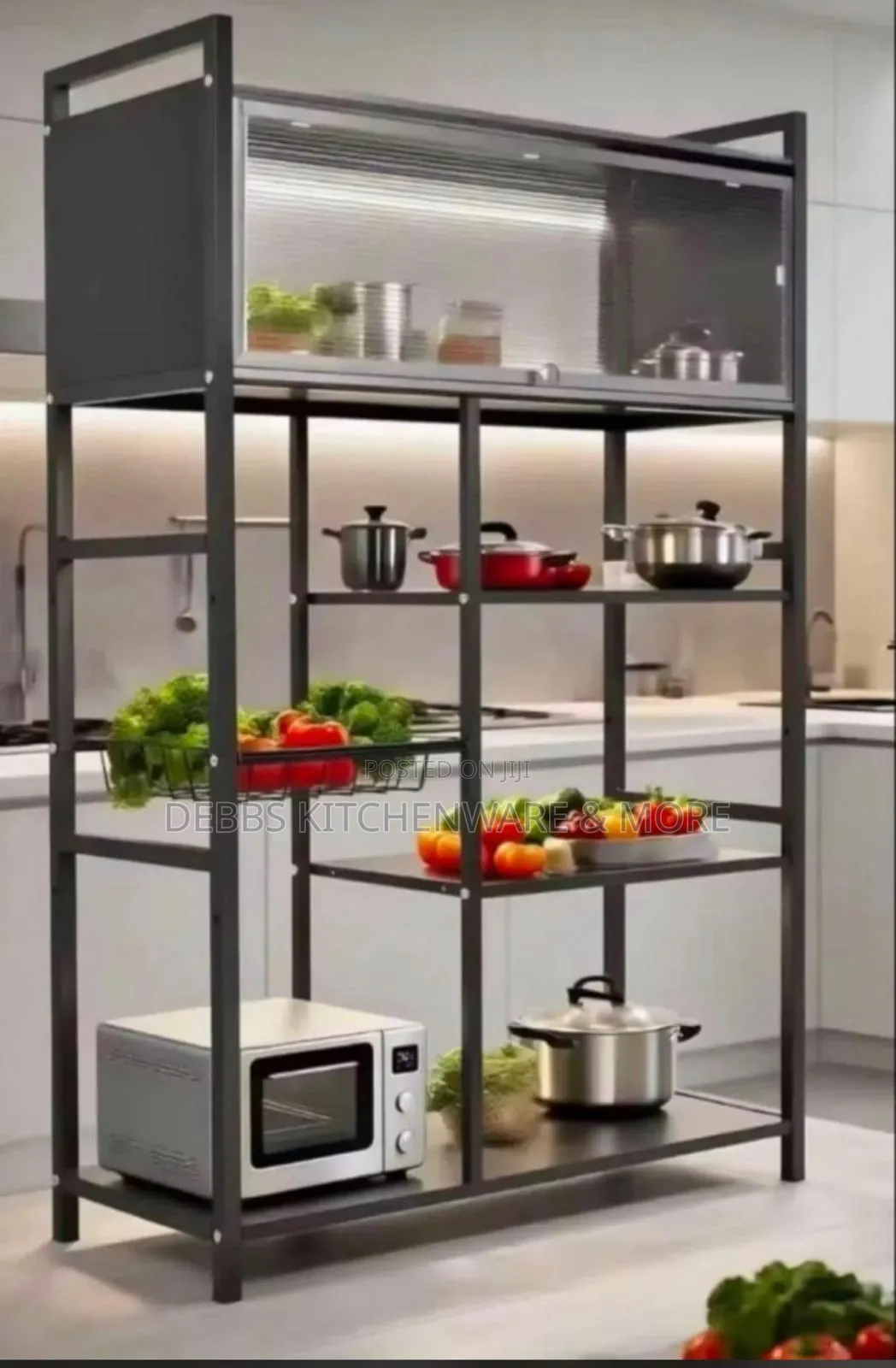 Metallic Kitchen Storage Shelves