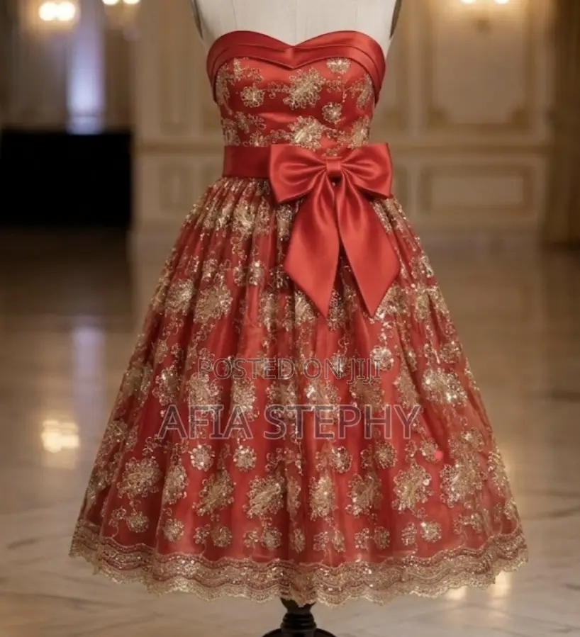 Thrift Red Flare Gown Dress Size 8