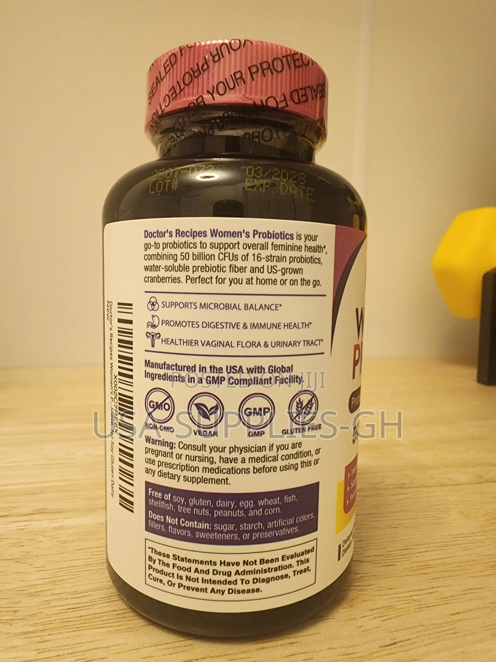 Doctor's Recipes Women's Probiotic, 60 Caps With Organic Cranberry Usa