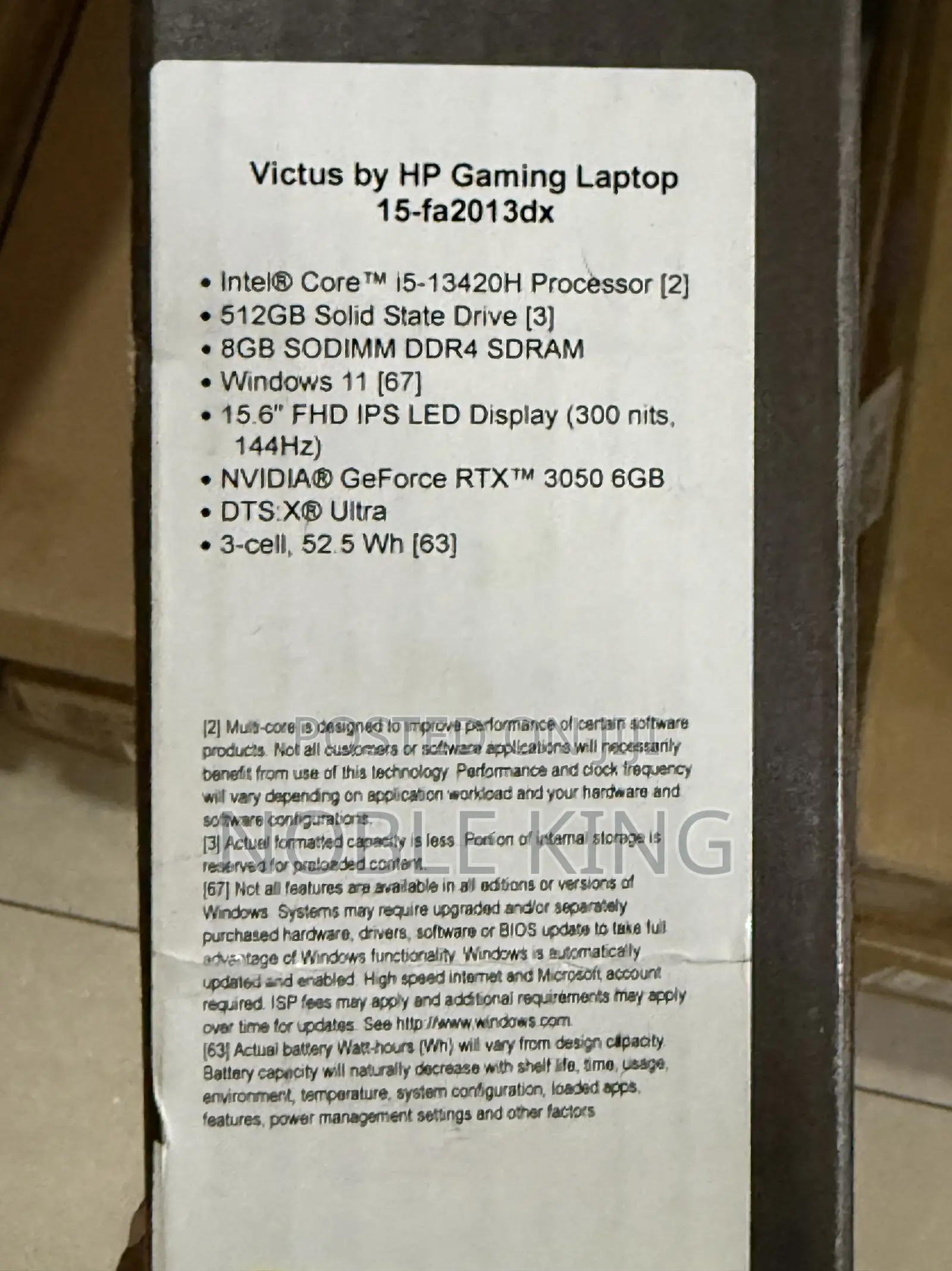 New Laptop HP Victus 15 8GB Intel Core i5 SSD 512GB