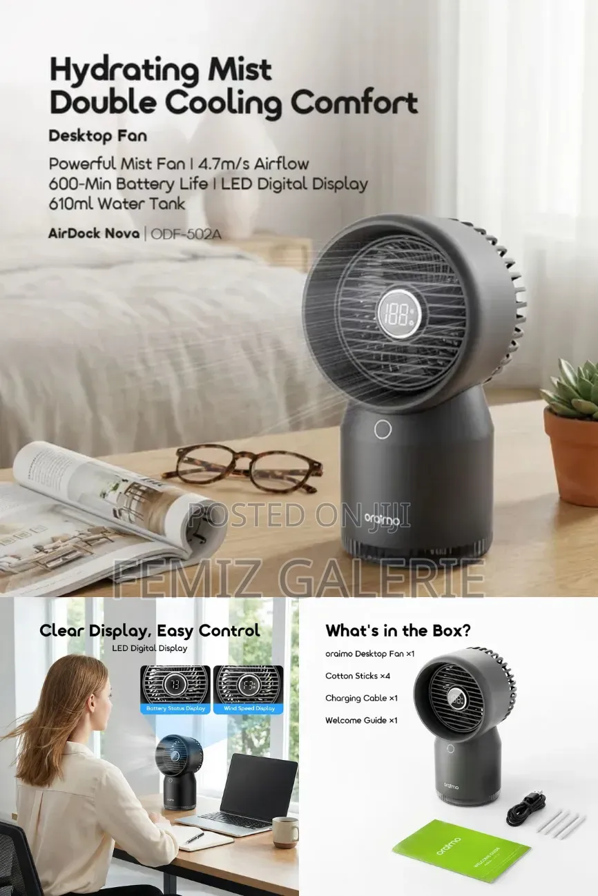 Oraimo Airdock Nova Hydrating Cooling Desktop Fan