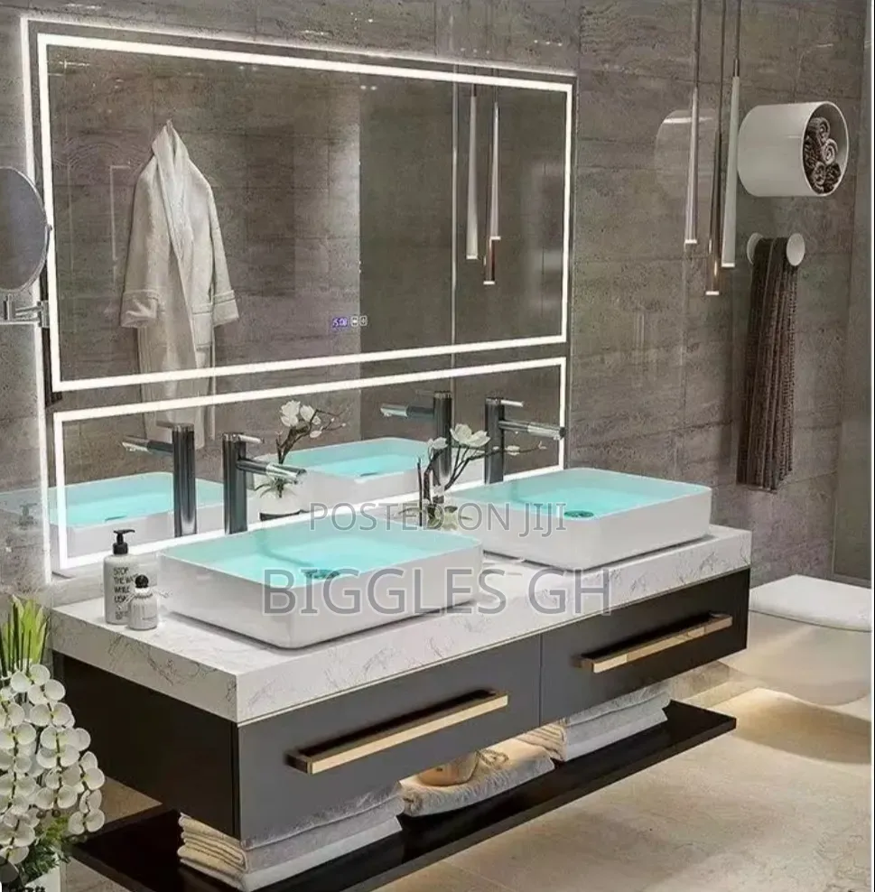 Double Cabinet Basin With Led Mirror