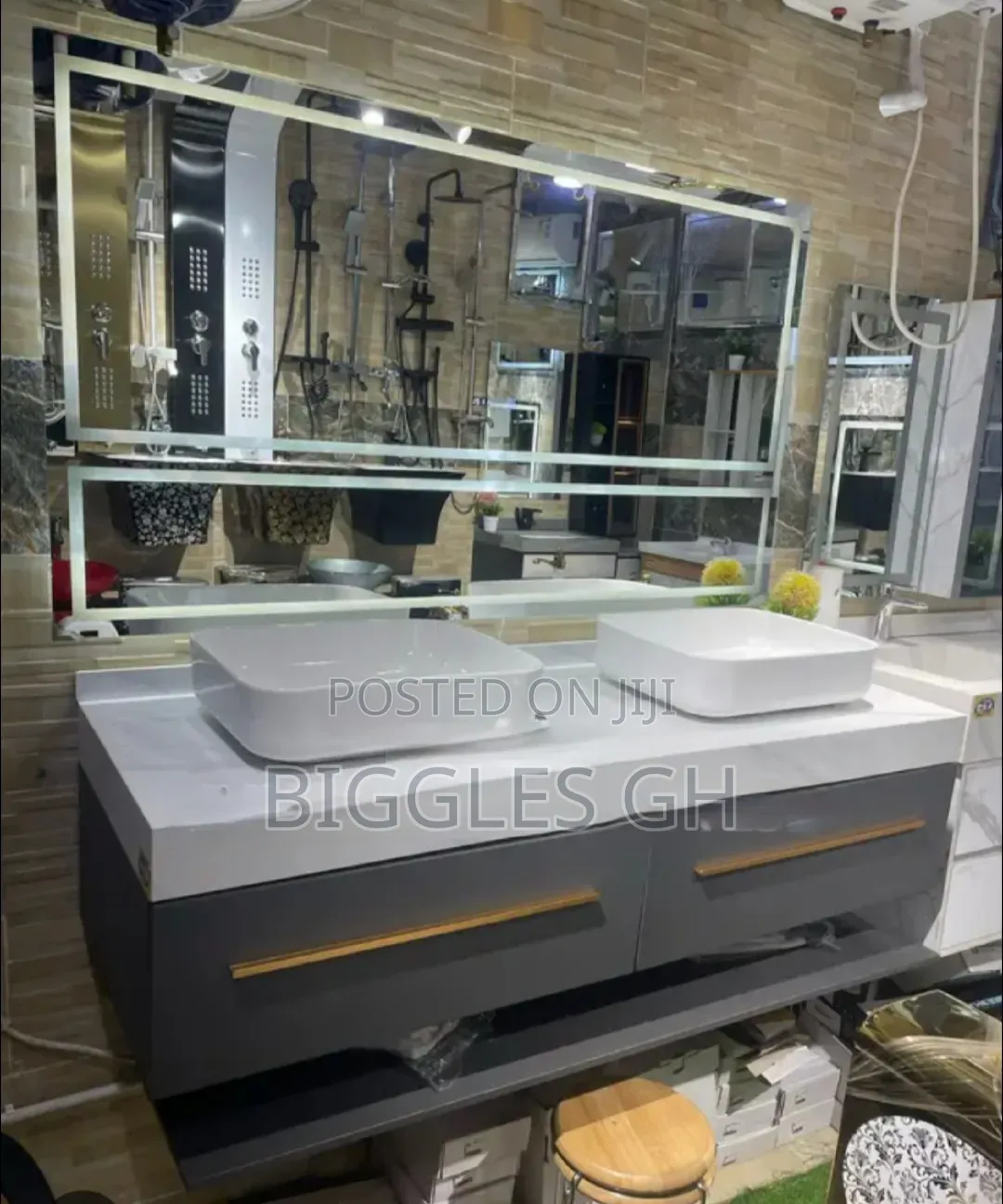 Double Cabinet Basin With Led Mirror