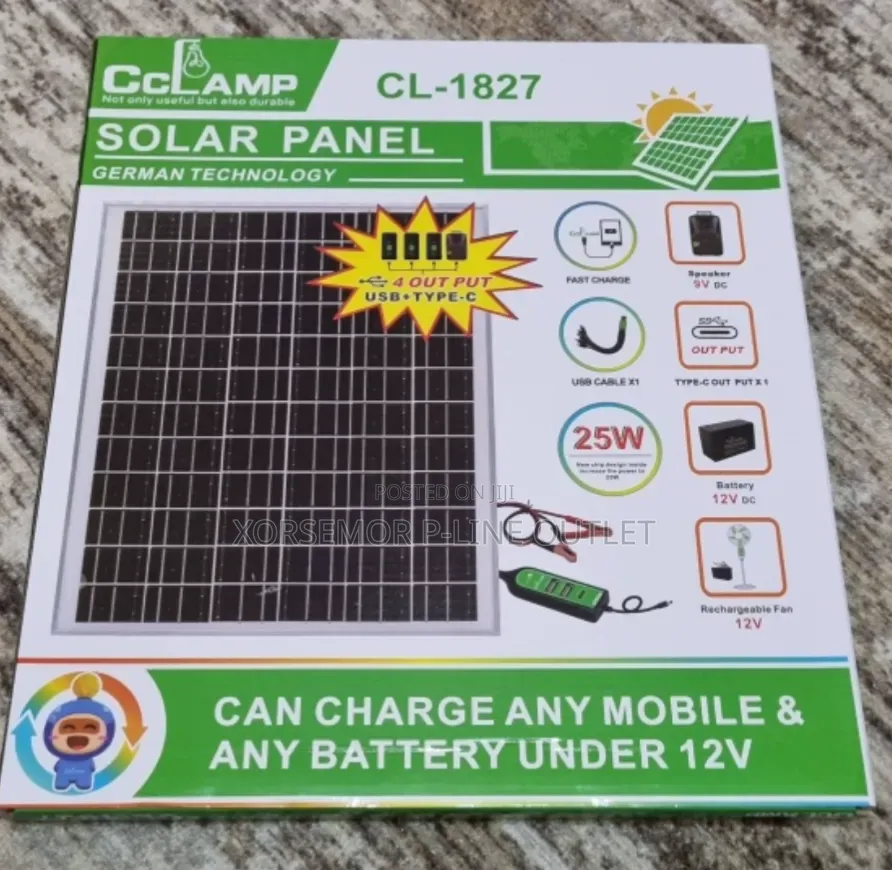 Solar Panel 25w 12v Cl-1827
