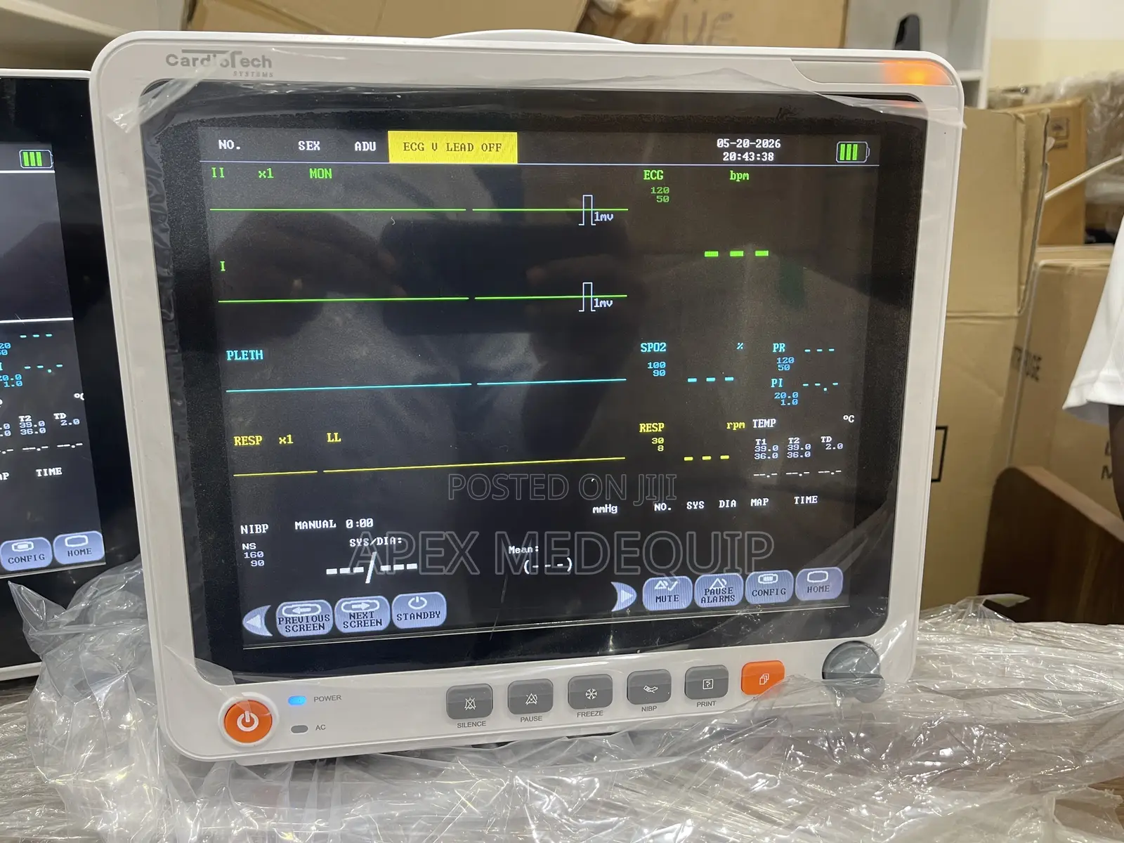 Cardiotech Patient Monitor + Stand + Battery ( Touch Screen )