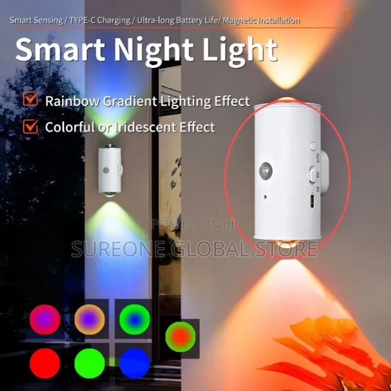 Motion Sensor Led Wall Light Tricolor RGB Rechargeable