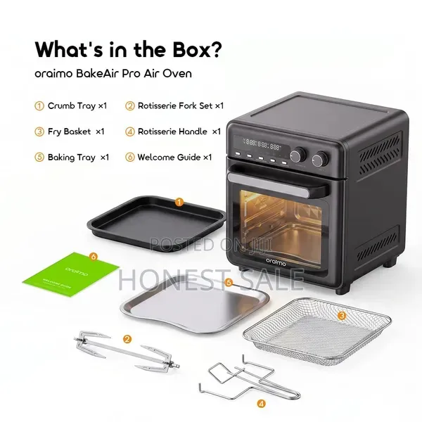 Oraimo Bakeair Pro 8-in-1 20l 230°C Large-Capacity Air Oven