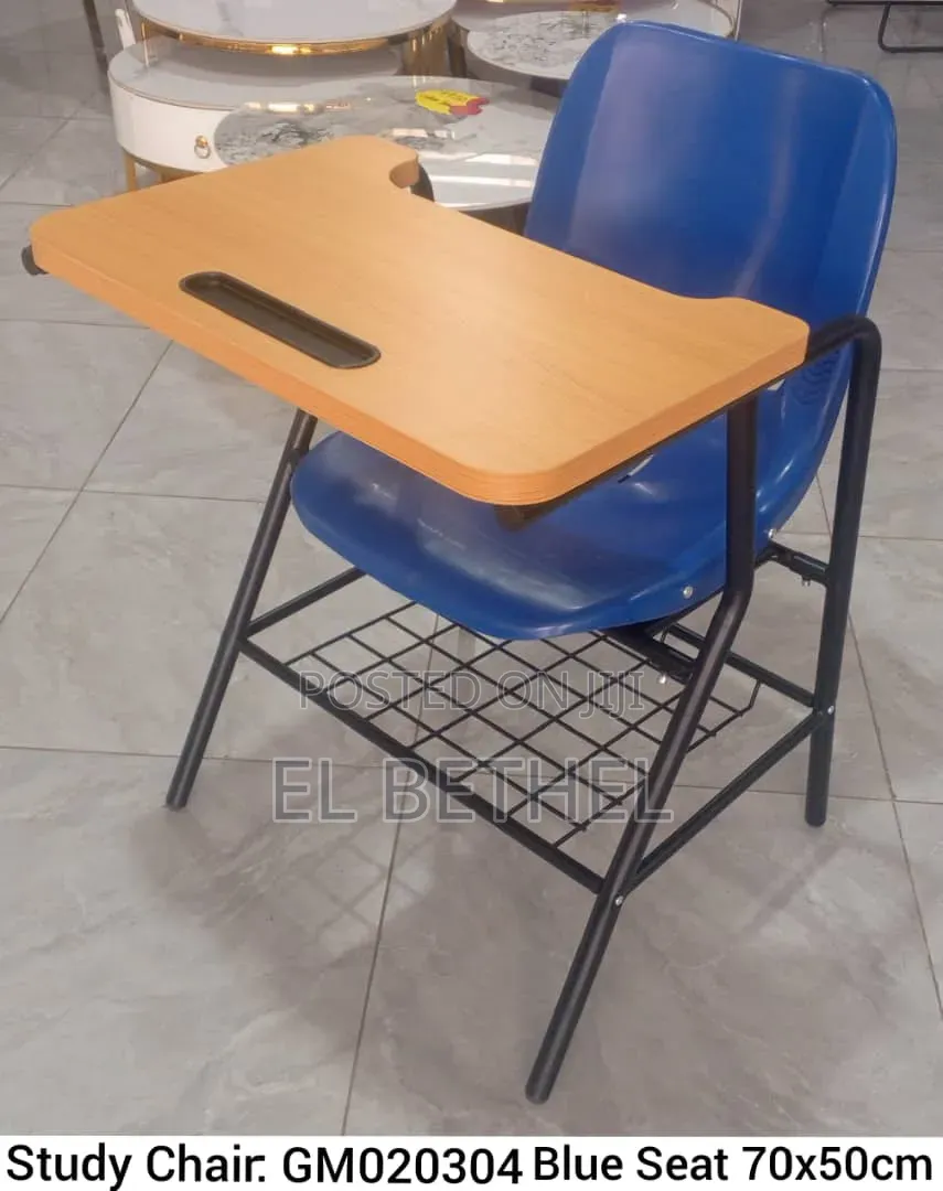 Study Chair and Table With Wooden Surface and Divider Stand