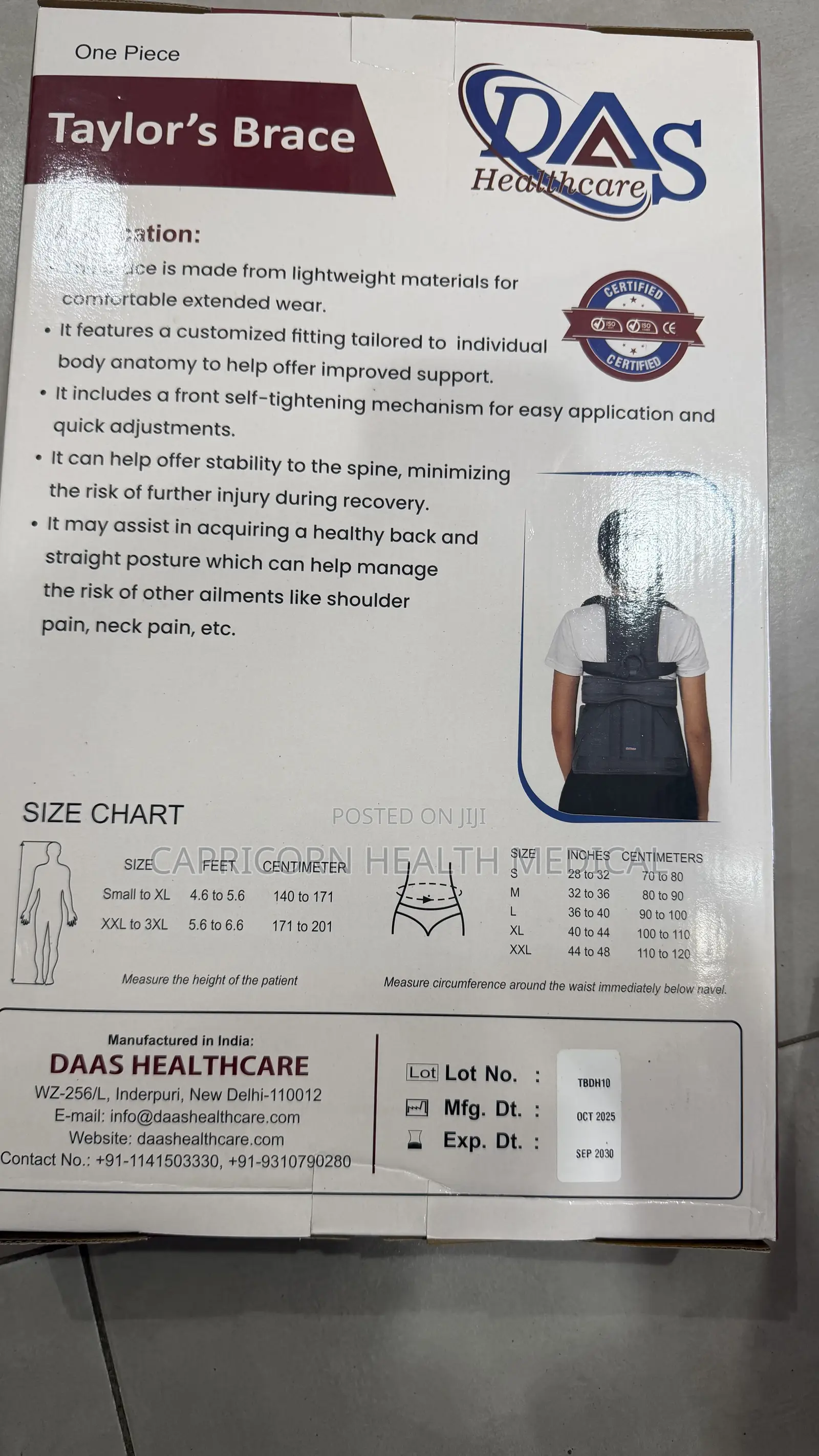 Thoracolumber Brace or Back Support