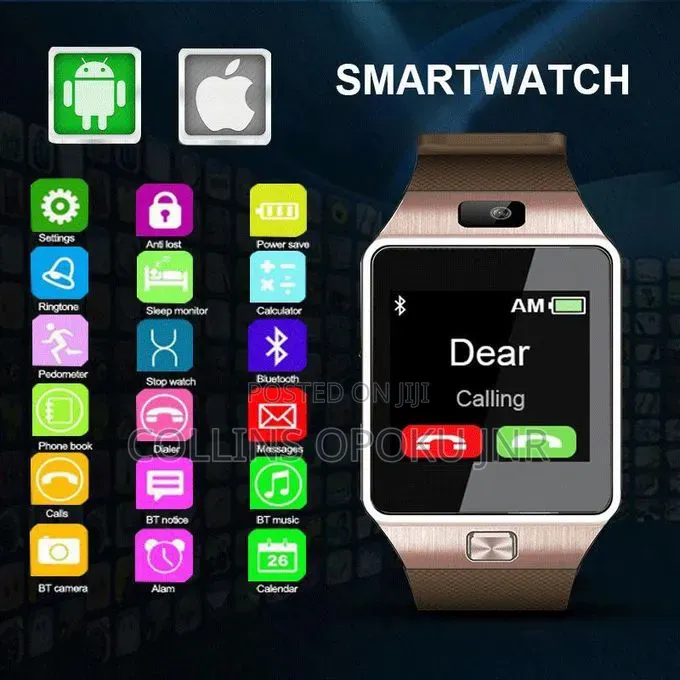 Dz09 Smart Watch Picks Sim Memory Card for Calls and Messages - Gold