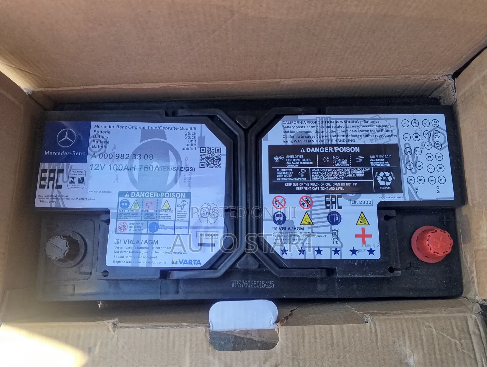 Car Battery Agm 100ah + Free Delivery Within Accra