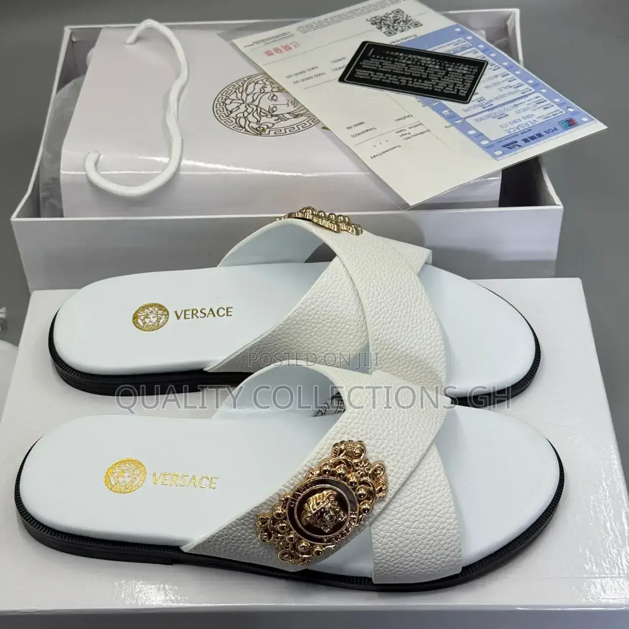 Versace White Slippers