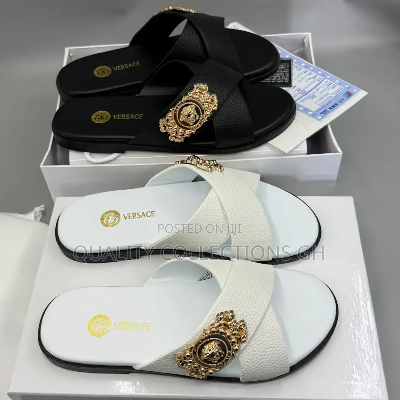 Versace White Slippers