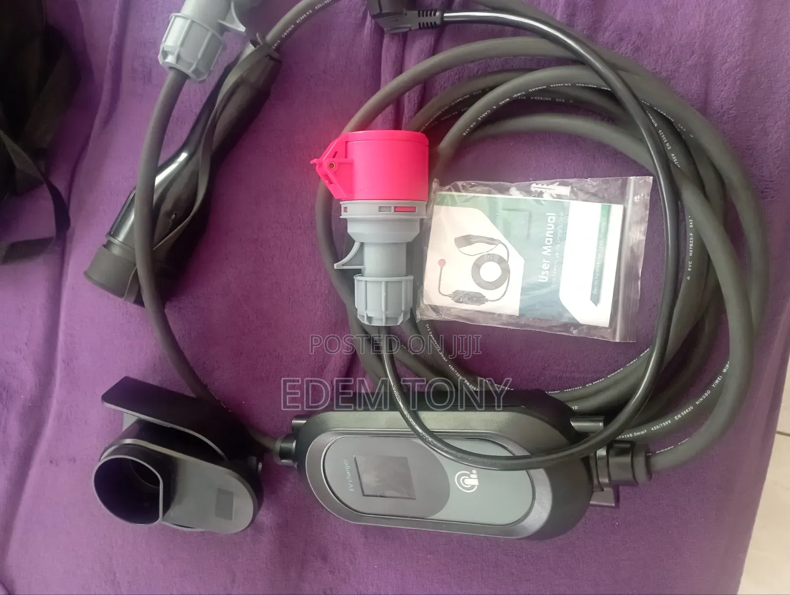 Portable Ev Charger With a Type 2 Connector Cee 3-Phase Plug