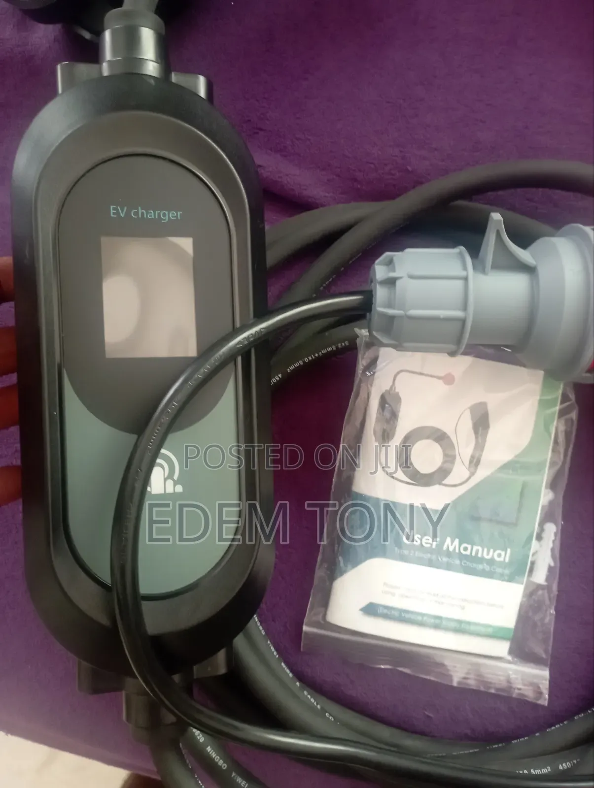 Portable Ev Charger With a Type 2 Connector Cee 3-Phase Plug