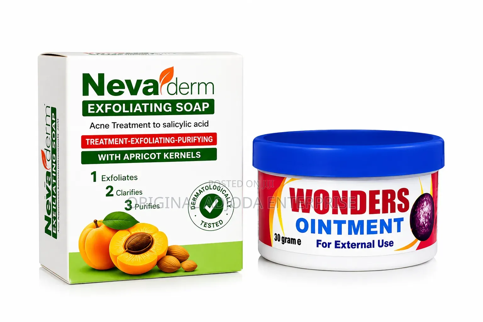 Nevaderm Exfoliating Soap + Wonders Ointment Clear Skin Combo