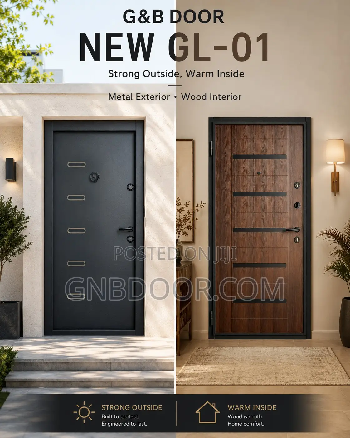 New Gl01 Europe Door Outside Metal Inside Wooden