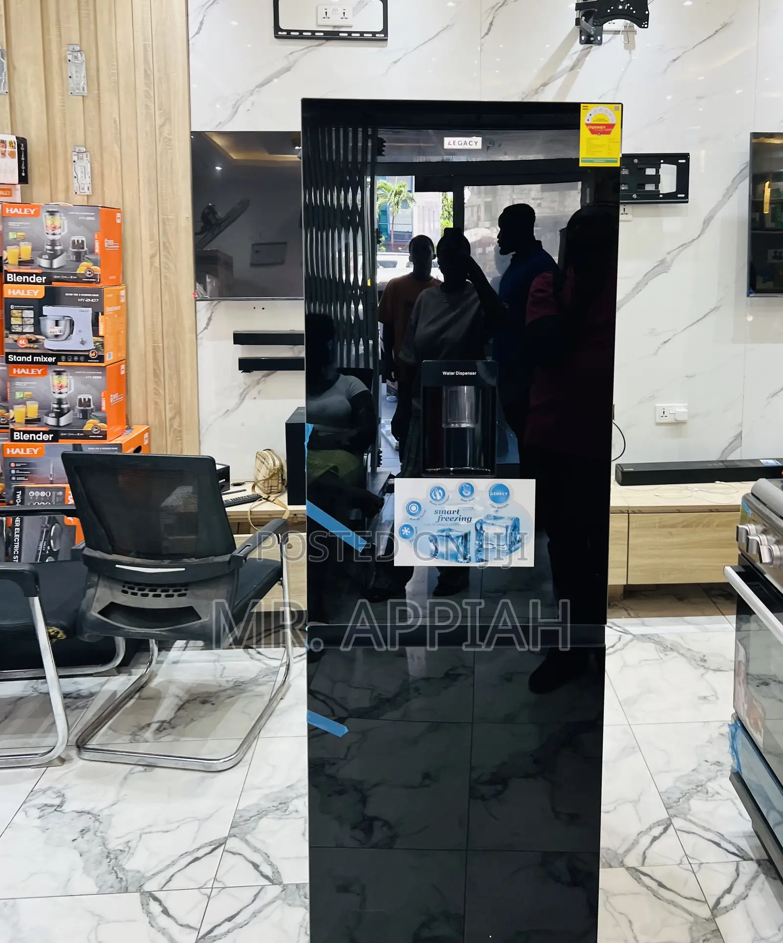 Sleek Legacy 311l Down Freezer Mirror Water Dispenser, Black