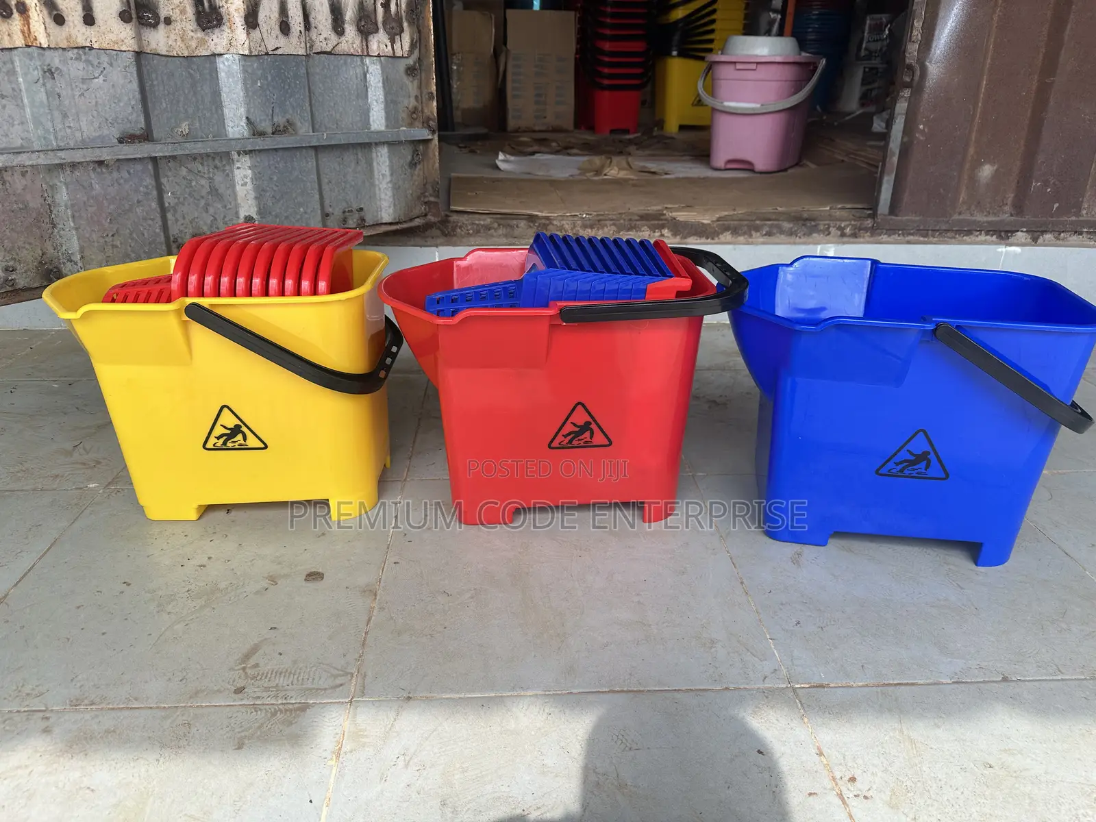 Mop Buckets With Basket Wringer, Blue/Yellow/Red Colours, 16l