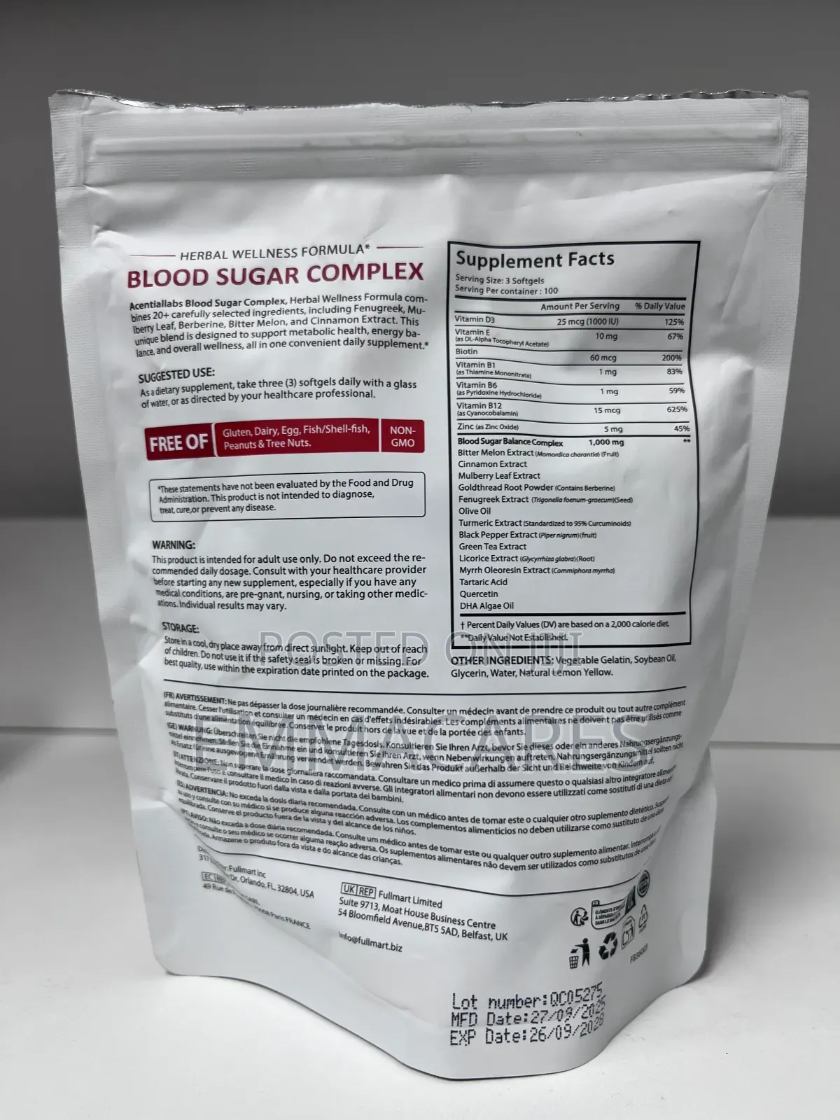 Acentiallabs Blood Sugar Support