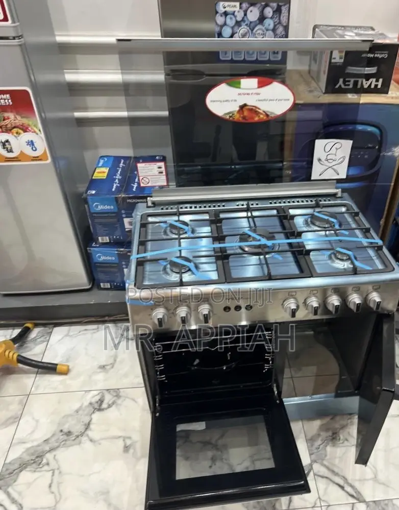 Efficient Mideatech 5 Gas Burner With Grill(Transparent Lid) Gray 
