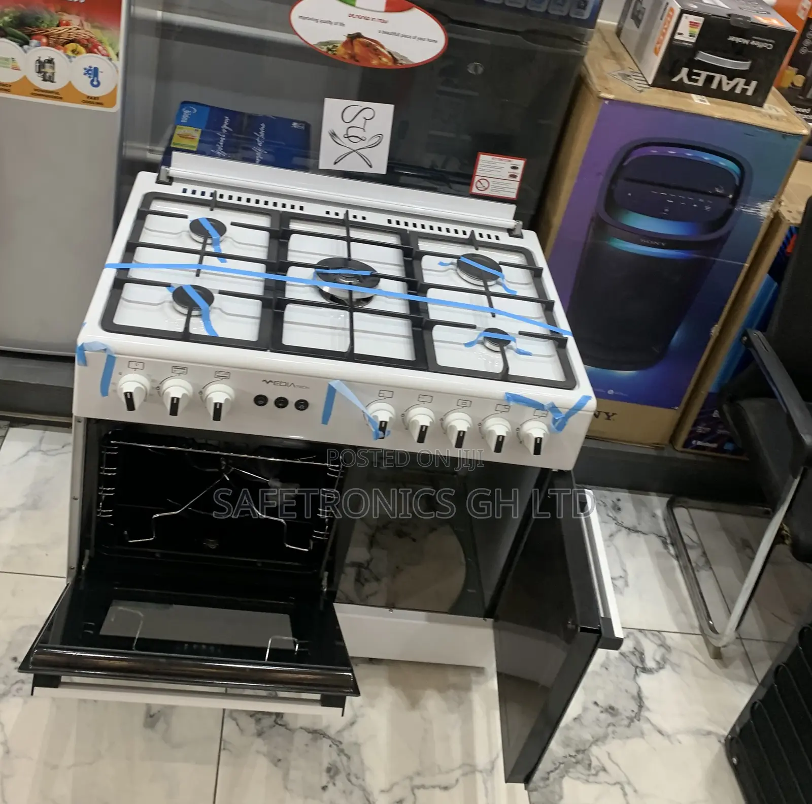 Perfect White Midea 5 Burner Gas Cooker With Oven