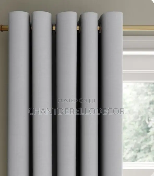 4pcs Elegant Quality Light Grey Blackout Curtains ( 600ghc ) No Rod