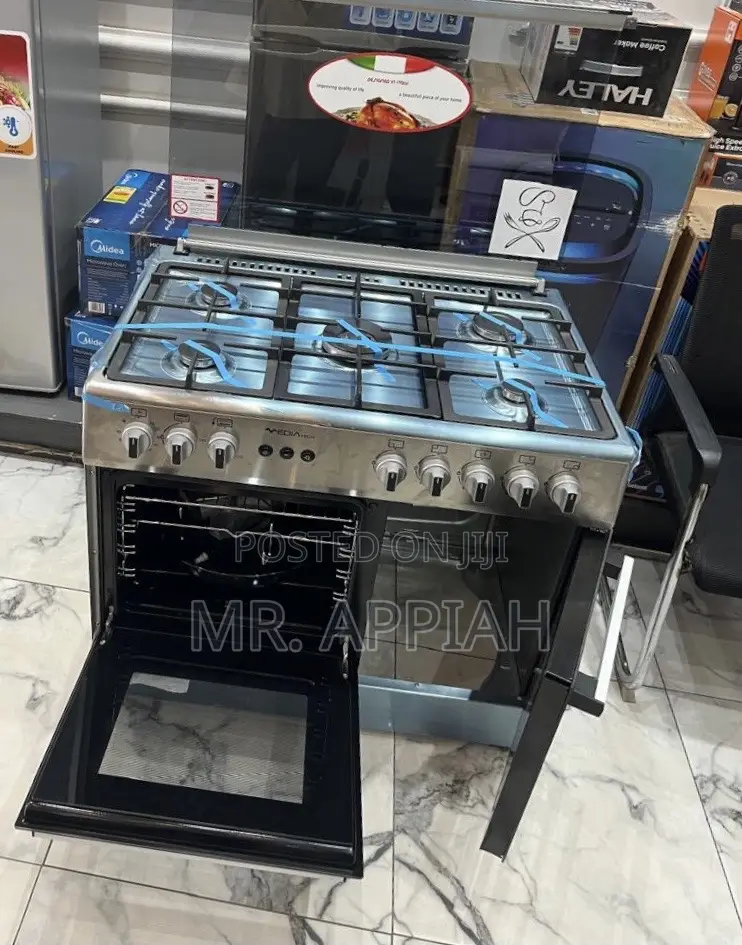 Get Unique Mideatech 5 Burner(Auto Rotisserie) Gray 