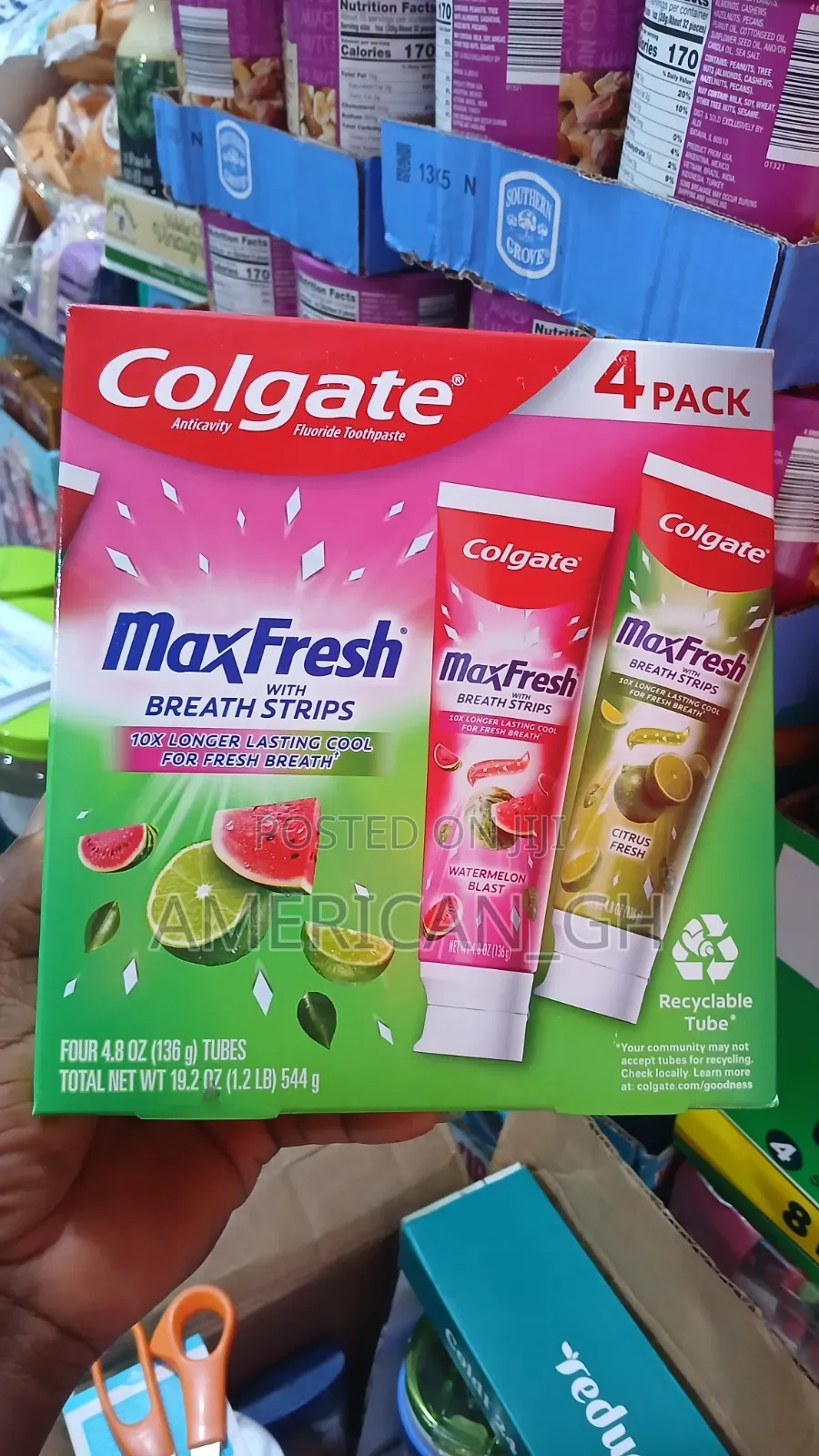 Colgate Maxfresh With Breath Strips Toothpaste, 4pk