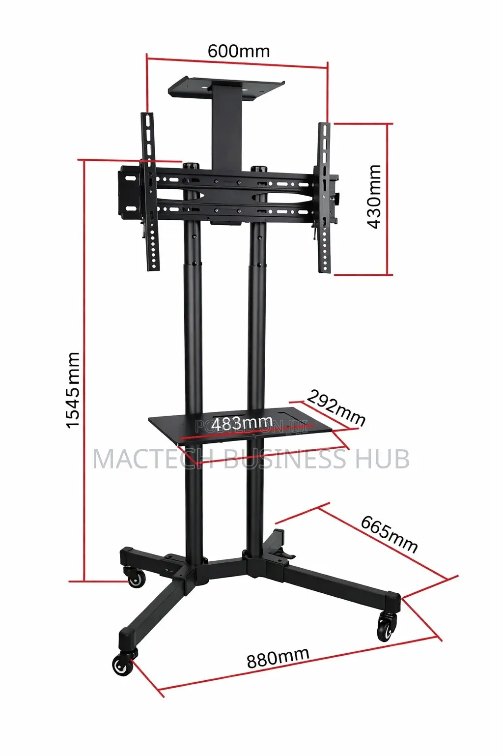Mobile Tv Stand – Adjustable Height, 32"–70" Tvs