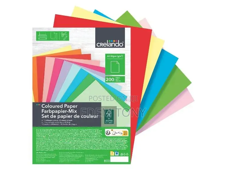 Crelando Coloured Paper 200 A4 Sheets in 10 Different Colors