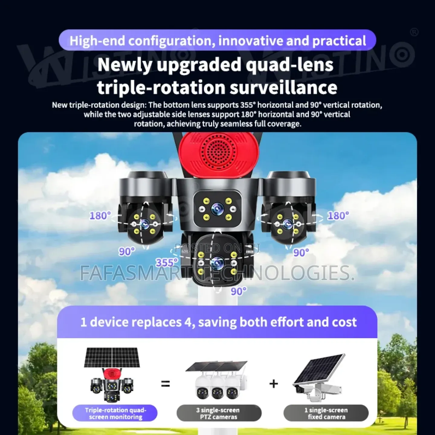 4g Sim Card Multi-Lens Solar Security Camera System