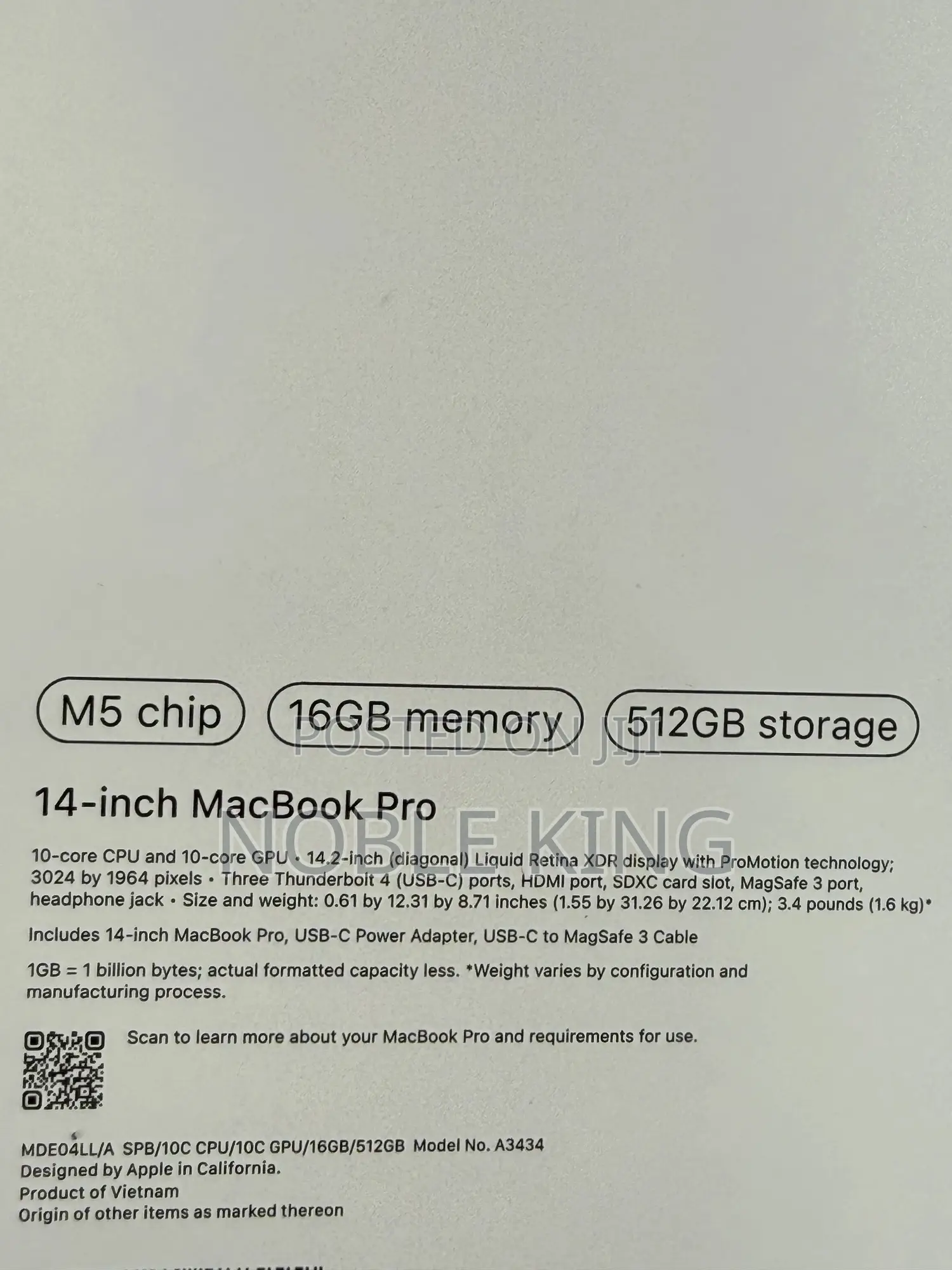 New Laptop Apple MacBook Pro 2025 M5 16GB Apple M5 SSD 512GB