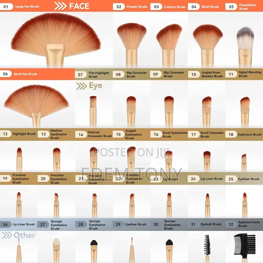 Yuwaku 32-Piece Champagne Professional Makeup Brush Set