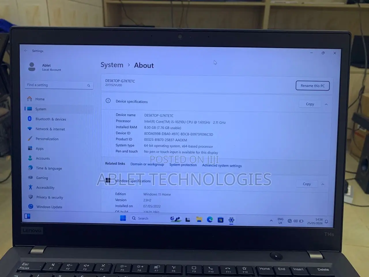 Laptop Lenovo ThinkPad T14s Gen 1 8GB Intel Core i5 SSD 256GB